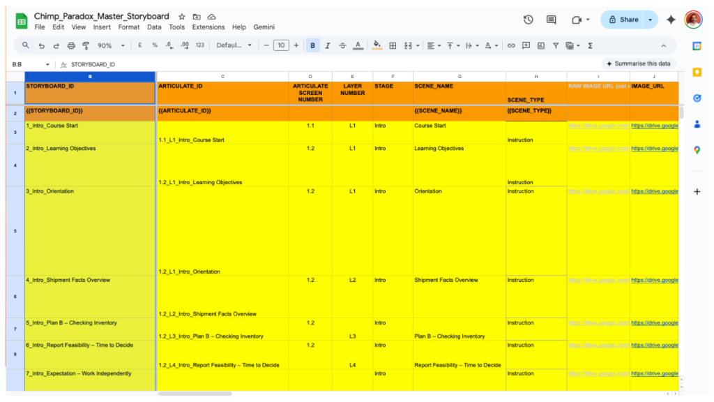 Spreadsheet planning